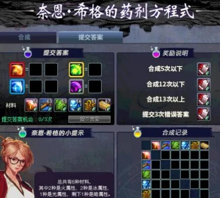 DNF奈恩希格药剂合成方程式攻略详解